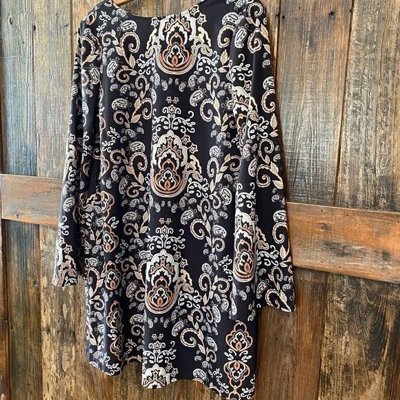 BOHO Sz S Black Angel Wings Sleeves Open Back Relaxed Fit Flowy Dress - Picture 4 of 9